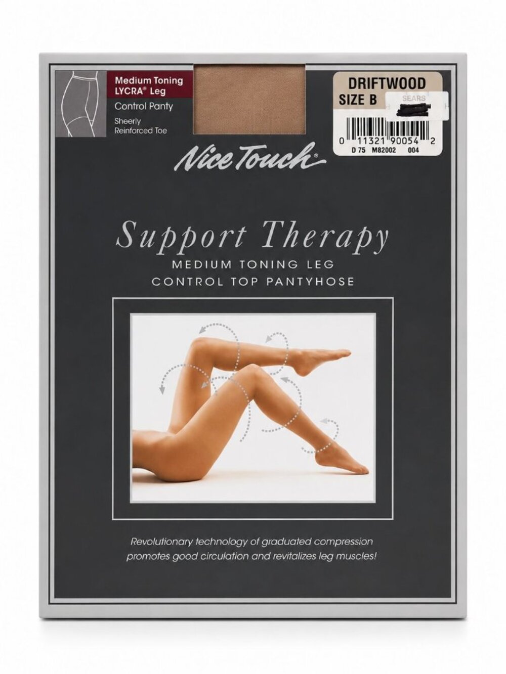 Nice Touch Support Therapy size B  Leg Toning Control Top Pantyhose Driftwood